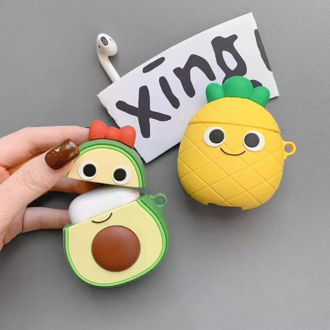 

pineapple Avocado Applicable Airpods1/2 headset set silicone Apple wireless Bluetooth sleeve smiley