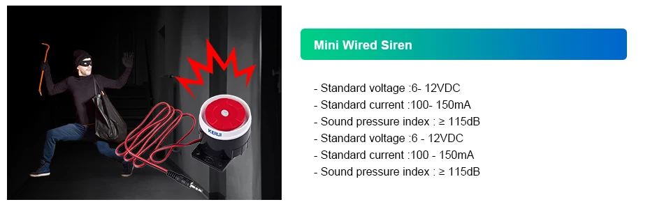 Kerui Мини Проводная сирена для PSTN GSM Беспроводная система охранной сигнализации для дома 120 дБ аксессуары сирены