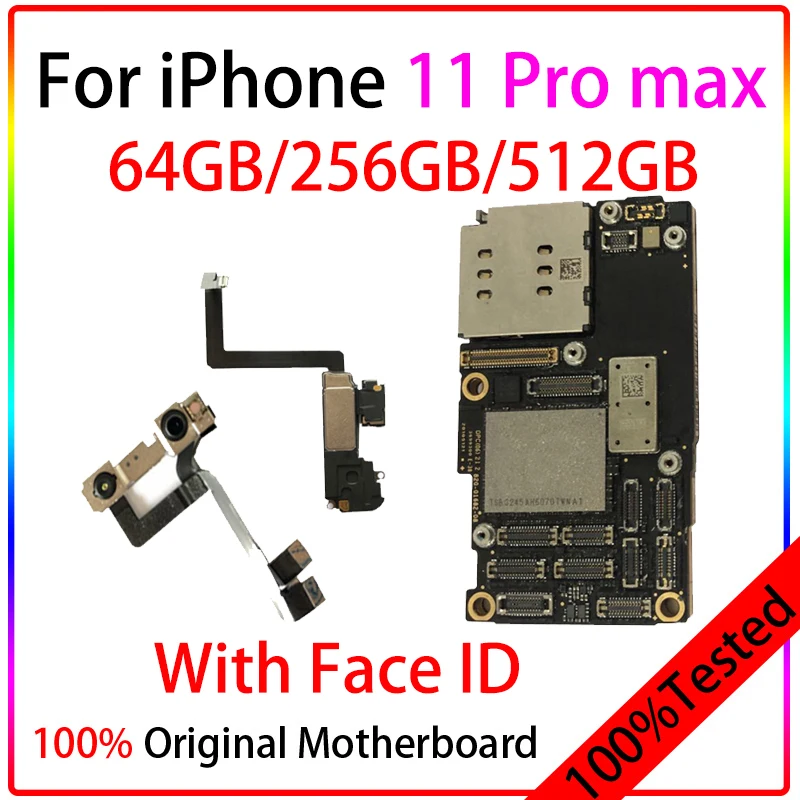 Original Motherboard Free icloud For iPhone11 Pro max 64GB 128G 256G with/NO Face ID Logic board Unlock iphone11 pro | Мобильные