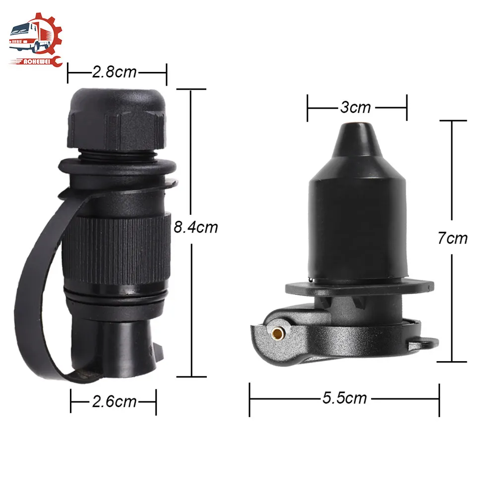 Trailer Plug Adapter Trailer Socket Trailer Plug Socket Trailer Plug AOWEI Trailer Plug 3 Pin EU Socket Connector 3 pole Towbar Adapter Waterproof Cover for Electronic Truck Lorry Caravan Parts