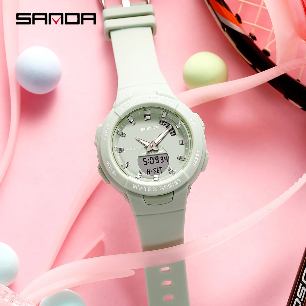 Fashion Sanda Top Brnad New Luxury Women Sport Watch Military Waterproof Multifunctional Led Digital Quartz Relogio Feminino