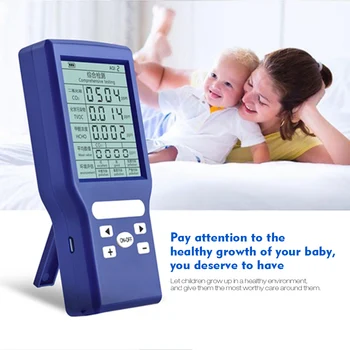 

Multifunctional Air Dector CO2 Formaldehyde HCHO TVOC Indoor Air Quality ppm Meter LCD Digital Display Gas Detector Gas Analyzer