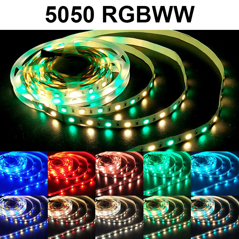 5M 10M 5050 Waterproof LED Strip light DC12V RGB / RGBPP / RGBWW Flexible LED Light Tape 15M 2835 LED RGB Color Strip NO adapte