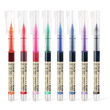 

8 Colors Ink Straight liquid Gel Pen Set Colorful Liquid Roller Pen 0.5mm Rollerball Pens Artistic font School office Stationery