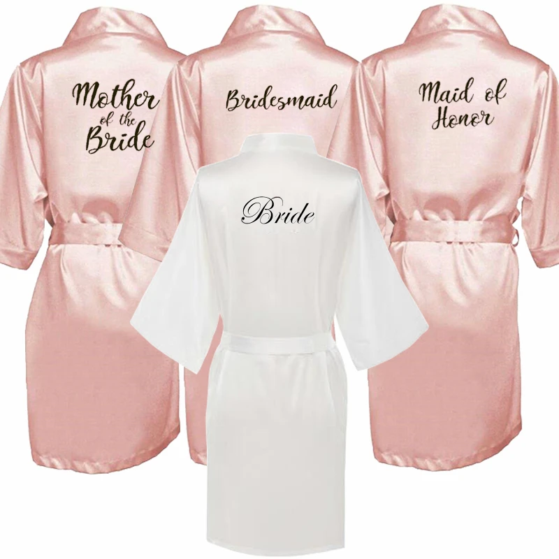 New Bride Bridesmaid Robe With White Black Letters Mother Sister Of The