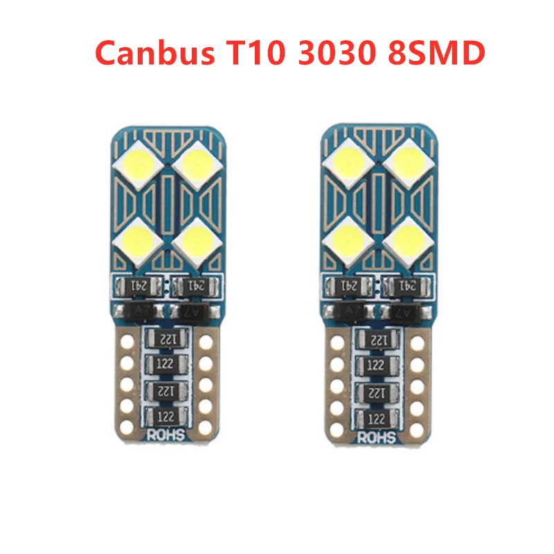 10pcs Car LED Clearance Lights T10 Canbus 3030/2835 8SMD W5W 194 168 501 Auto License Plate Lamp Signal Light 8W 12V | Автомобили и