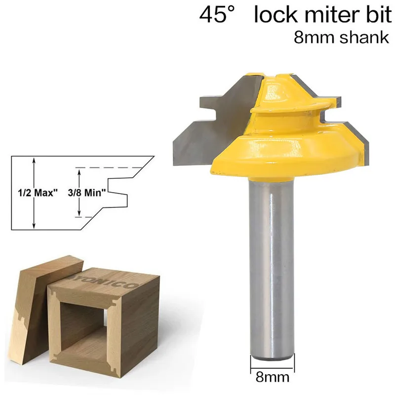 

45 Degree 1 Piece Router, 8 Inch Rod, for Carpentry, Drilling Tool, Milling for Carbide Alloy Wood
