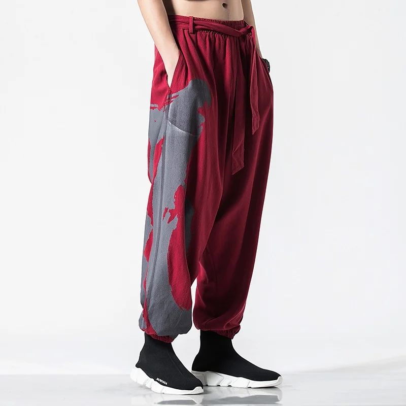 Осенние хлопковые льняные Мужские штаны в китайском стиле, Японская уличная одежда для бега, Мужские штаны в стиле хип-хоп, Мужские штаны KK3200 - Color: 11