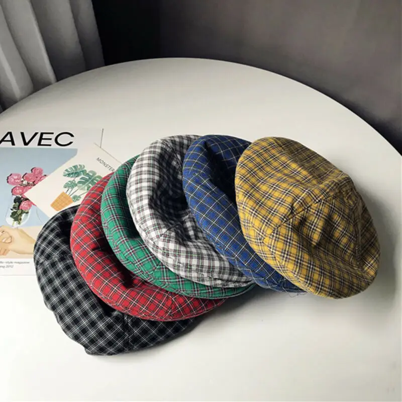 Новые модные женские Beanie BERET зимние теплые французские шляпы художника Лыжные шапки клетчатые береты подарки