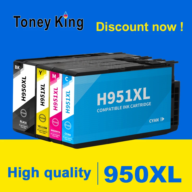 

Toney King 4 Color Compatible For HP 950 951 XL Ink Cartridge 950XL 951XL For HP Officejet pro 8100 8610 8620 8630 8600 Printer