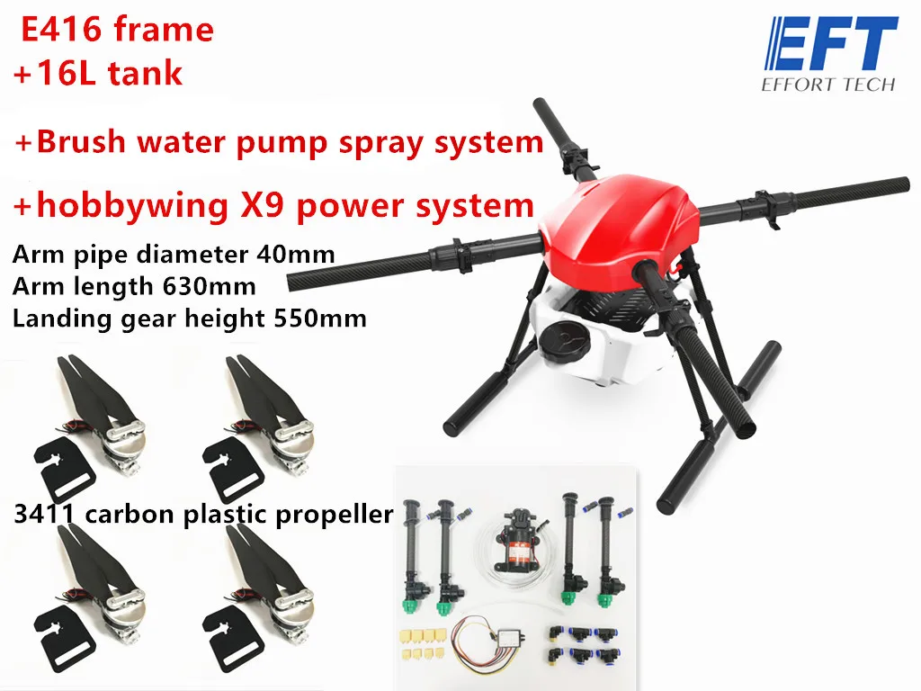 EFT E416S 16L 16KG Agriculture spray Drone with Brushless water pump