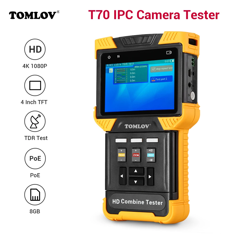 

4" HD 1080P 4K IPC Camera Tester Combine Security Monitor Test PTZ ONVIF H.265 TDR RJ45 cable POE power testTester Monitor