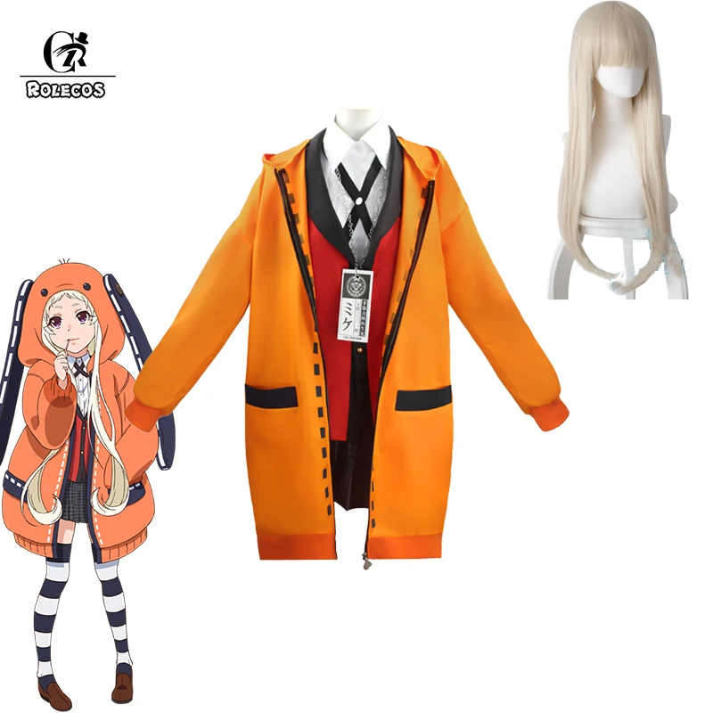 SUOLA Kakegurui Yomoduki Runa Costume Cute Orange Rabbit Coat Anime Cosplay Ladies Girl Hoodie Jacket with Socks