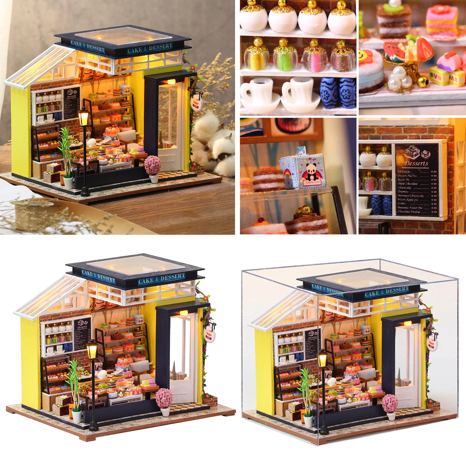 LED Miniature DollHouse Baking Shop Kit for Kids Romantic Gift 6+ Years Old LED Miniature DollHouse Baking Shop Kit for Kids Romantic Gift 6+ Years Old