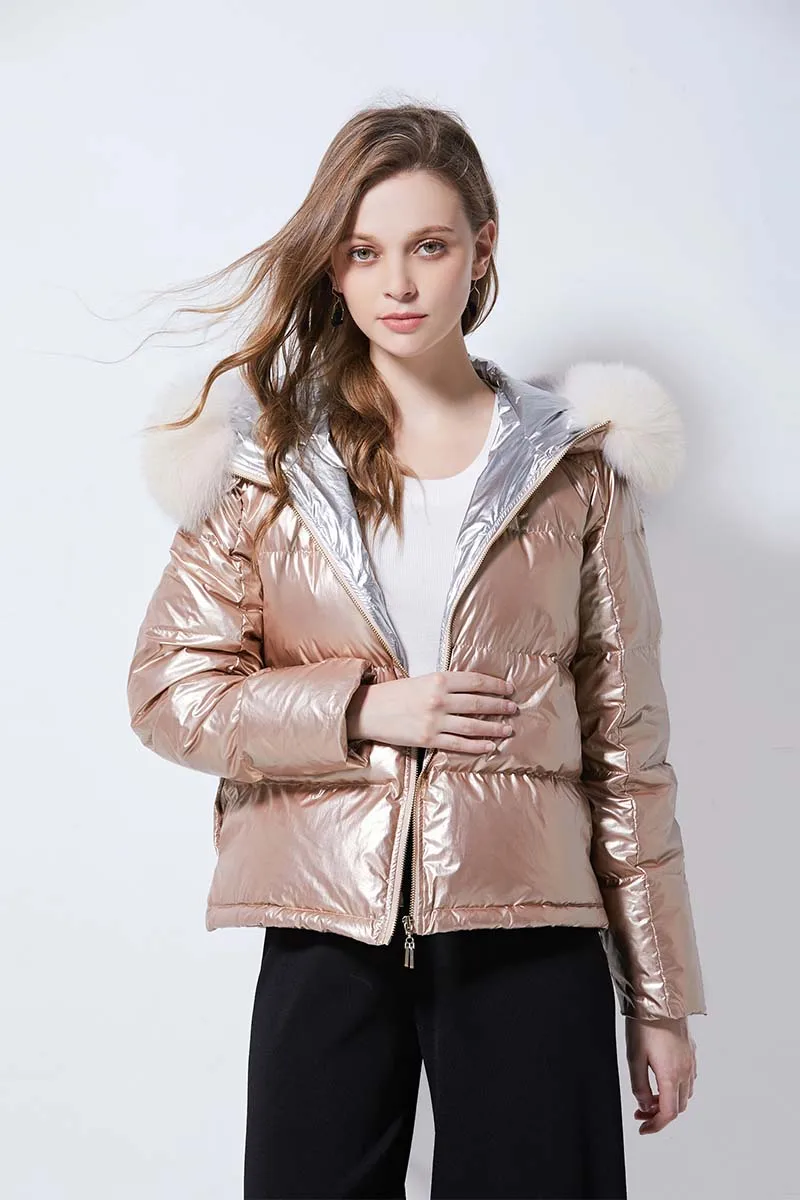 Real fur collar Down jacket Women Winter Hooded Loose Fashion Down coat Casual Thick warm Female Outwear Short YNZZU 9O065