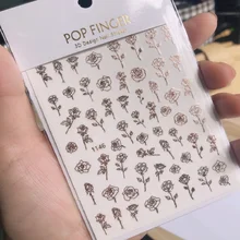 1Pcs Rose Flower Nail Sticker Pattern Nail Art Sticker 3D Self-Adhesive Bohemia Lovly Image Charms Design Nails Decoration