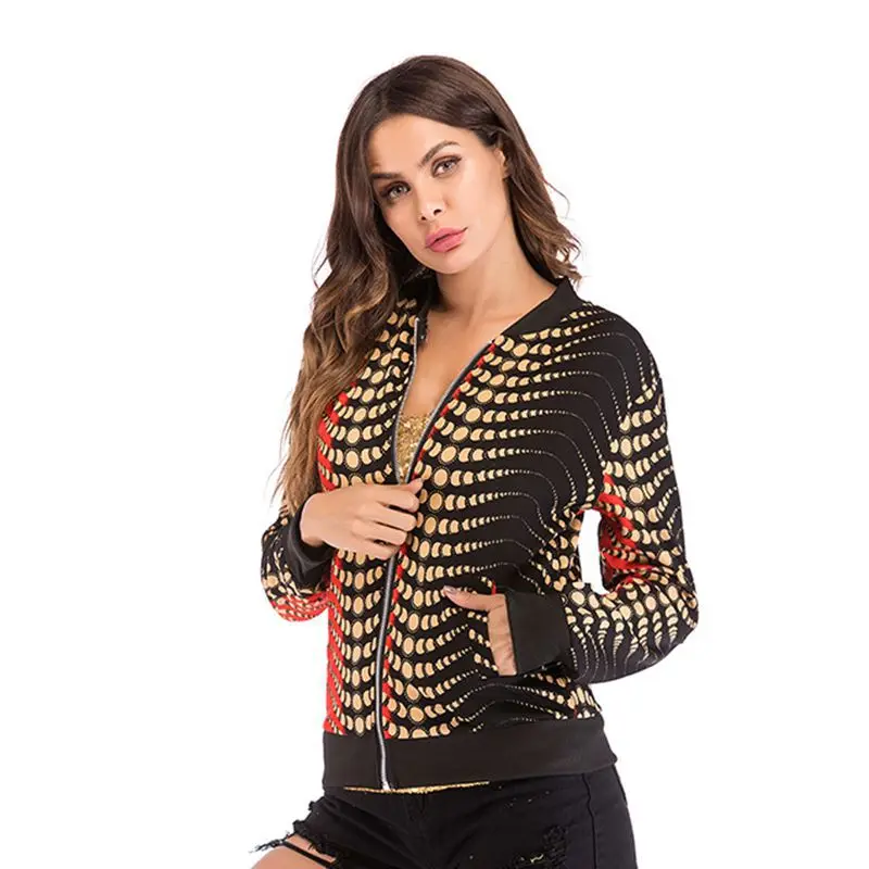 

2020 women's jacket gradient color short jacket long-sleeved zip-up cardigan baseball coats and jackets women gothic