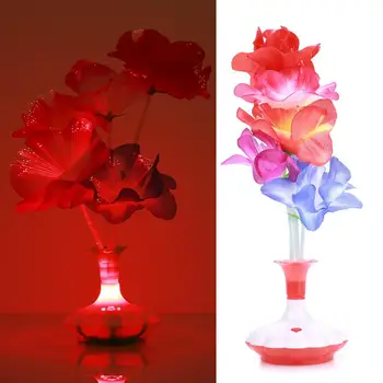 

Colorful Plastic Optical Fiber Lamp Fiber LED Lamp Beautiful Kapok Vase Room Christmas Blossom Home Night Light Valentine'S Day