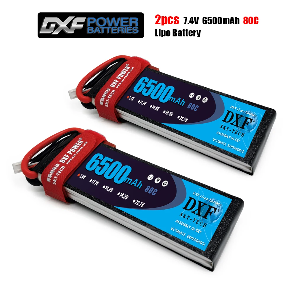 DXF Lipo батарея 2S 7 4 V 6500MAH 80C MAX160C T/XT60 LiPo RC для Rc вертолета автомобиля лодки дрона