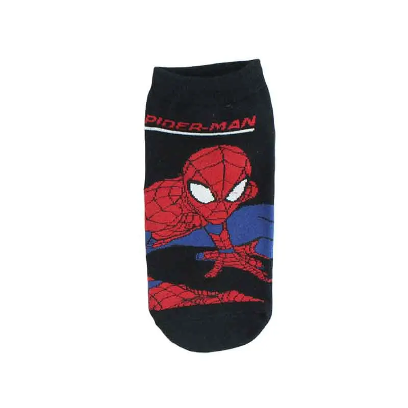 Spider-Man Взрослый Короткие носки до щиколотки с рисунком из мультфильма «Бэтмен», «Супермен», «Железный человек», «Человек-паук», Капитан Америка Железного Человека-паука, футболка с принтом супергероя, Бэтмена, Детская человек MC флеш-накопителей “Мстители” Прохладный - Цвет: Spider-Man