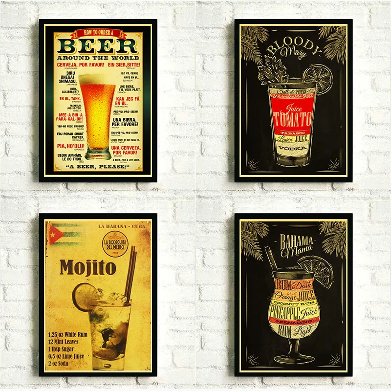 Забавное пиво, Ретро плакат, домашний интерьер, украшение, ремесло, коктейль, пиво, плакат, принт, рисунок, живопись, наклейки на стену