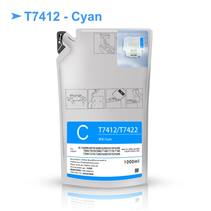 Vivid 1000ML T7414 T741X Ink Packs Dye Sublimation Ink Pack For Epson SureColor F6000 F6070 F6200 F6270 F7000 F7200 F7270 F9200