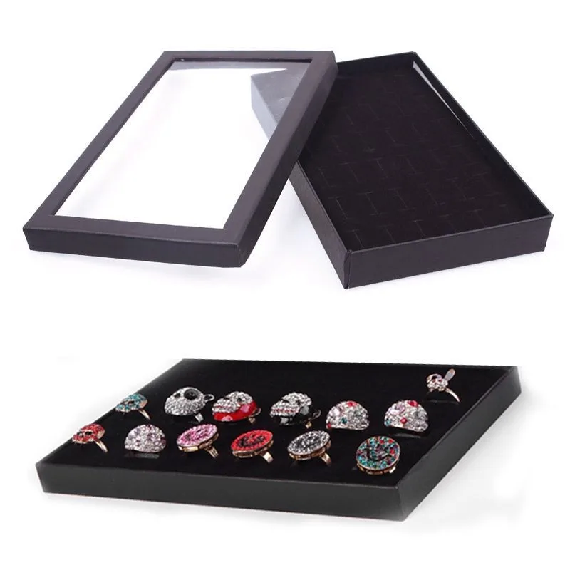 Transparent cover 36 Slots Earring Ring Jewellery Display Case Organiser Holder 