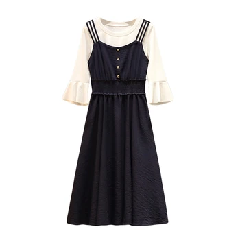 

Large Plus Size Women Elegant Set Clothes 2020 Summer sundress And Top 2 piece Set shirt+Skirt dress Sexy Suit Big 5xl Matching