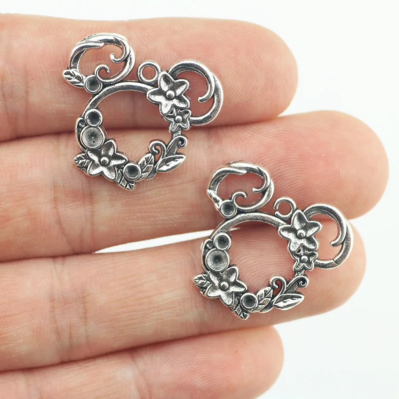 5 Pezzi 15X11mm Ametista 2 Anello Bezal Connettore Argento Antico