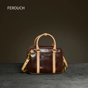 

Retro Handbags Real Genuine Prime Leather Shoulder Bag Messenger Bag Chest Bags Business Casual Fashion Unisex Leather Bag 9020