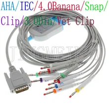 Совместимость Mindray R3 R12 и EDAN SE-1/3/12/300B/301/601/601A кабель для ЭКГ 3.0DIN/4,0 банан/ОСНАСТКА/зажим/животное ветеринарный провод