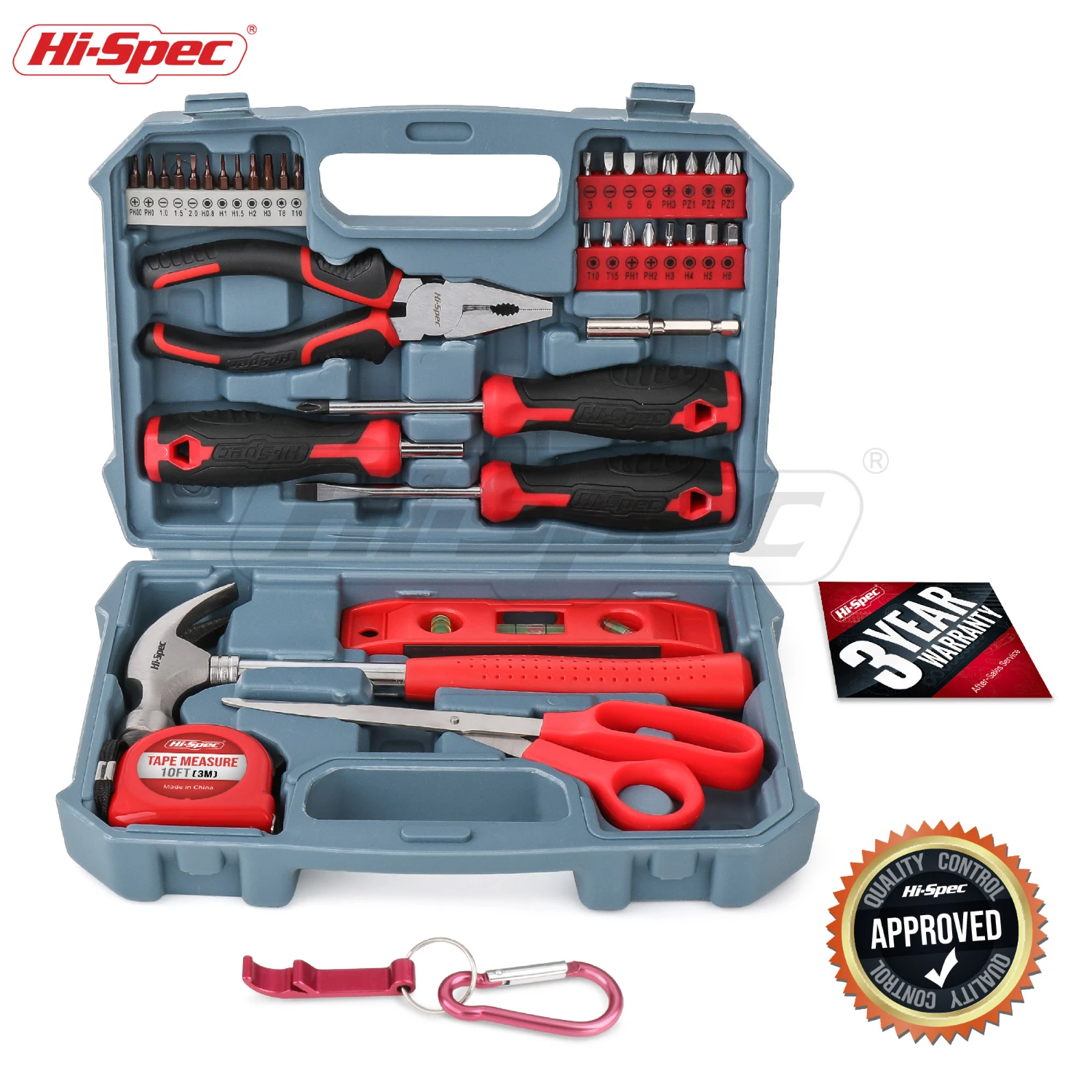 Hi-spec 42個ピンクのハンドツールセット家庭用修理ツールセット