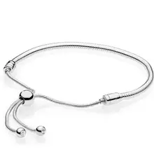 Серебряный браслет из натуральной 925 пробы Moments, скользящая застежка, регулируемый браслет, браслет, подходит для женщин, бусина, шарм, сделай сам, модное ювелирное изделие