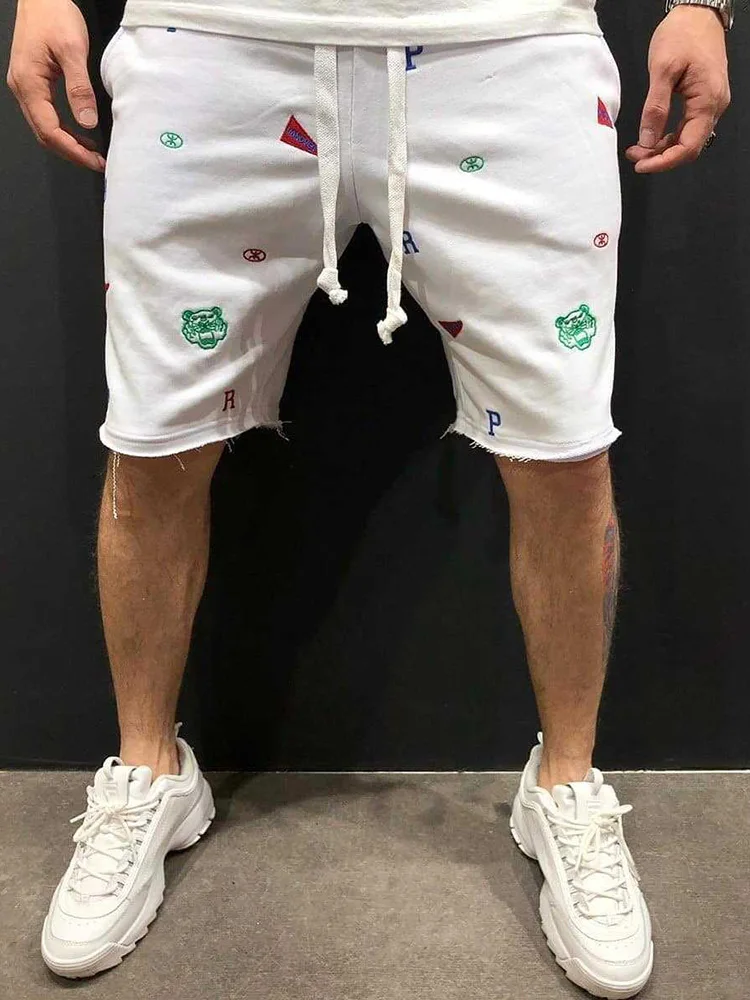 New High Street Summer Tide Brand Embroidered Hip-Hop Beggar Cotton Men's Loose Five-Point Pants Sports Casual Jogging Shorts New High Street Summer Tide Brand Embroidered Hip-Hop Beggar Cotton Men's Loose Five-Point Pants Sports Casual Jogging Shorts