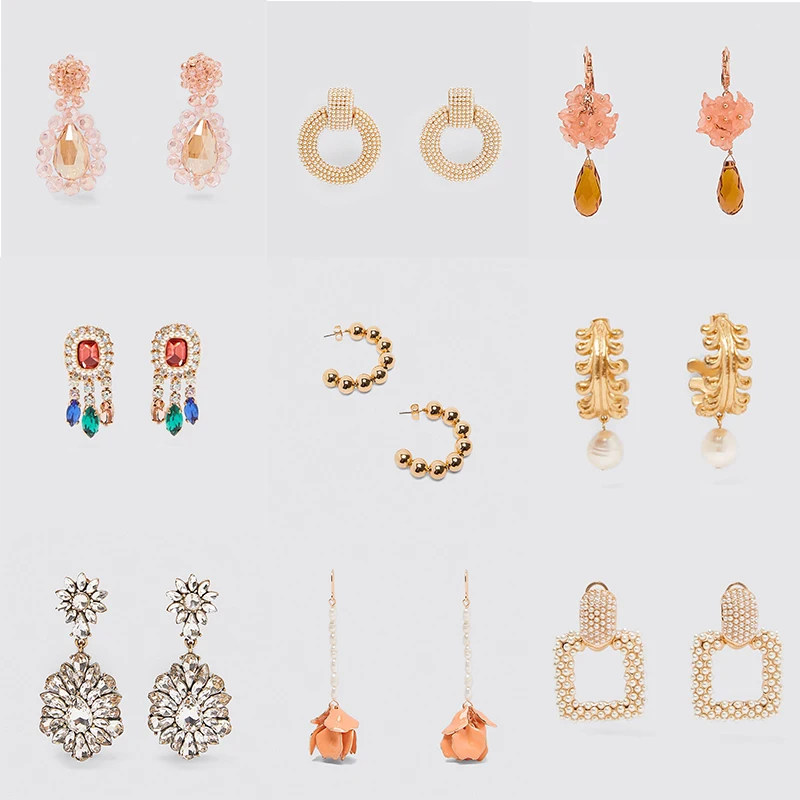 

Fashion ZA Resion Flower Drop Earrings for Women Jewelry 2019 Trendy Acrylic Geometric Statement Earring Wedding Accessories