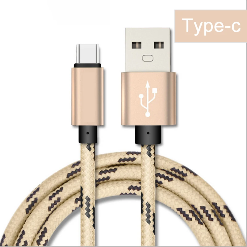 Type-c кабель для передачи данных USB кабели 5V1. 5A Быстрая зарядка для сотового телефона 1 м нейлоновый провод Тип c передача данных кабель для зарядки шнур - Цвет: Золотой