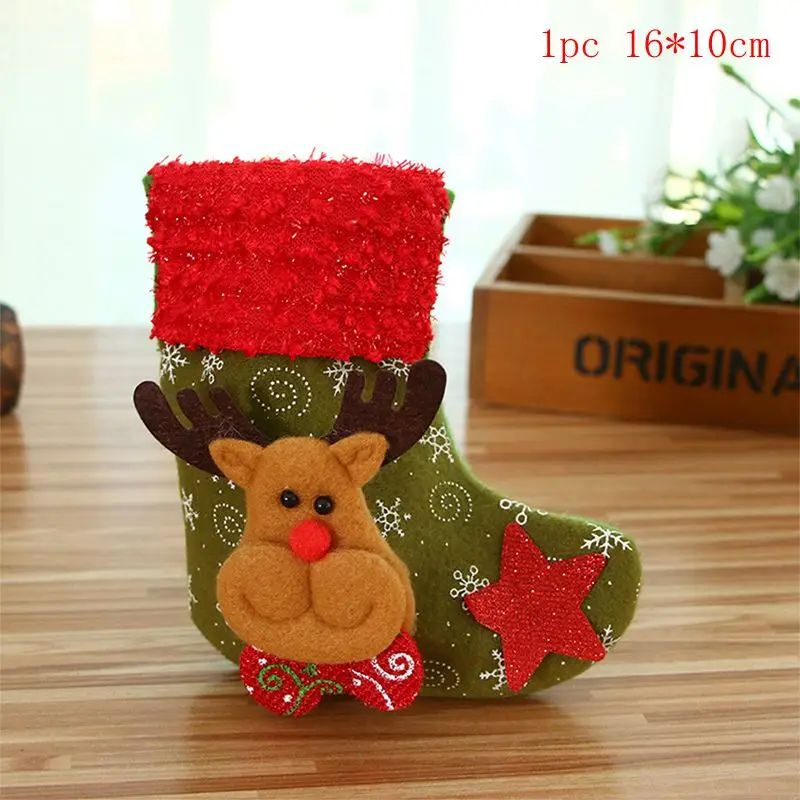 Рождественские чулки, носки, кошка, собака, лось, Navidad, год, мешок для конфет Рождество, украшения, рождественские елки, вечерние подарочные сумки для детей - Цвет: 1pc 16x10cm