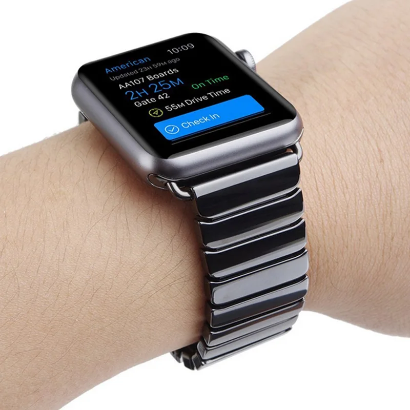 Ремешок керамический для Apple Watch Band 44 мм 40 42 38 браслет из нержавеющей стали с