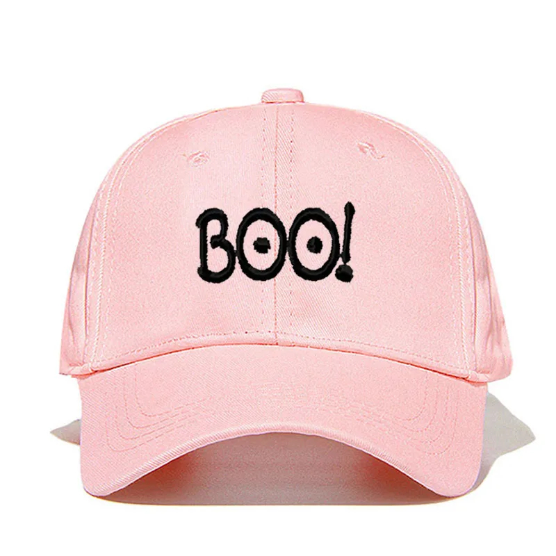 Pink Бу! Вышивка дизайн Basebll шапочка из хлопка Мода папа шляпа весна и осень Гольф Кепка женская шляпа Прямая поставка - Цвет: Pink