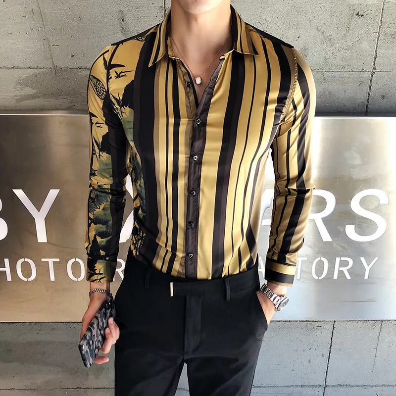 Luxury Gold Shirt Men 2018 New Autumn 