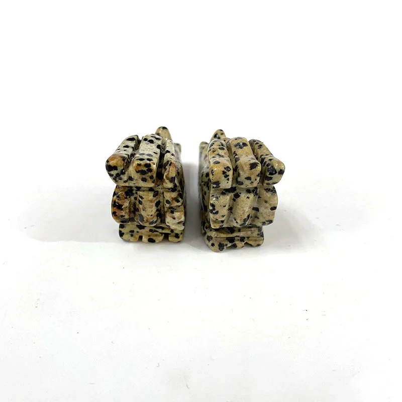 2 дюйма Dalmation яшма череп резной Клык дракона, фигурка для украшения Рождественского подарка или коллекции ZJB