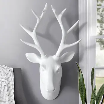 

New 3D Deer Head Sculpture Home Decoration Accessories Deer Head Sculpture Room Wall Decor Resin Deer Head Statue