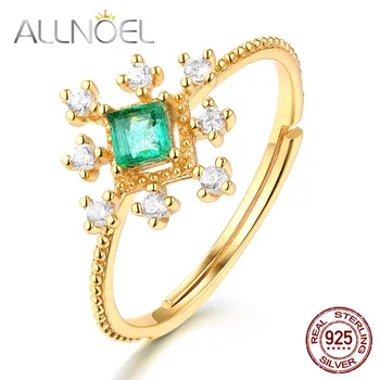 

ALLNOEL 925 Sterling Silver Ring For Women Natural Emerald Freshwater pearl zircon Diamond Fine Jewelry Gift For Wife Rings