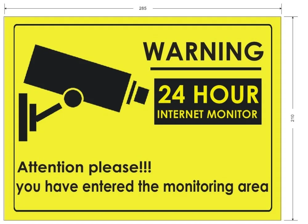 yellow Small A7-7.5x10.5cm x5 CCTV SURVEILLANCE warning sign sticker 