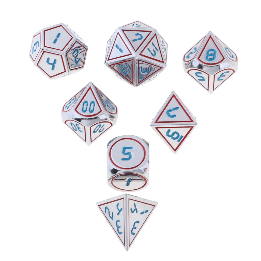 7pcs Mulit-sided Dice Polyhedral Dices Set D4 D6 D8 D10 D12 D20 for D&D RPG Role Playing Board Game Accessories