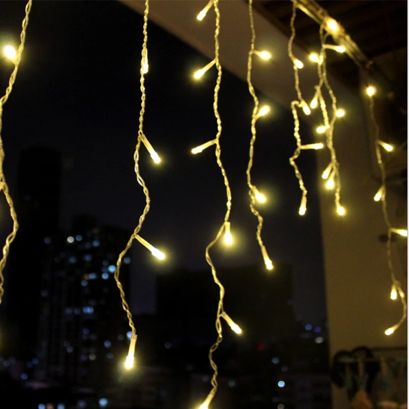 5 м Рождественский светодиодный занавес, гирлянда сосулька, свисающий свет 0,4-0,6 м, садовый сценический водонепроницаемый декоративный Сказочный свет с функцией памяти