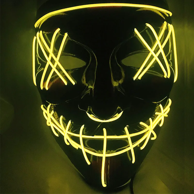 Хэллоуин Led маска для вечеринки маскарадные маски светящаяся маска светится в темноте тушь для ресниц ужас маска светящаяся маска - Цвет: yellow