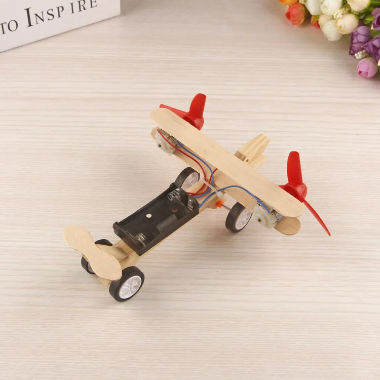 DIY model aircraft car electric glider wood plane car technology invention student experiment manual material model toy