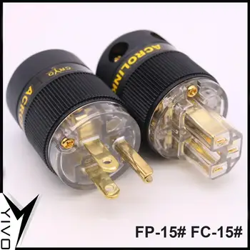 

2PCS/LOT HIFI Pure copper plating gold Electrical Connector FP-15 & FC-15 Speaker Cable Power US Plug Adapter