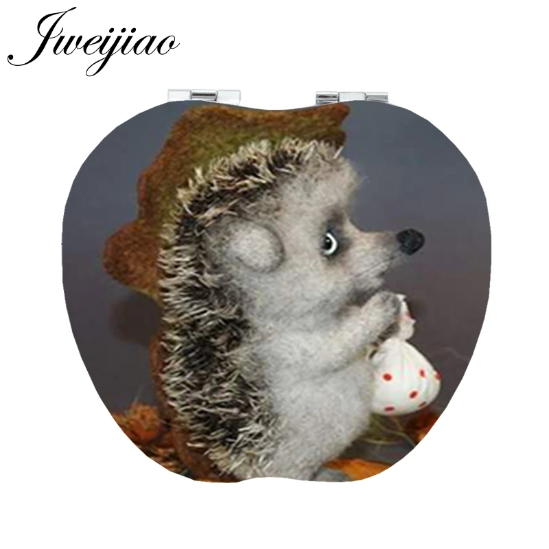 JWEIJIAO милый рыболовный Ежик PU в форме яблока карманное зеркало в кожаной оправе Осенний сбор урожая мультфильм животных приспособления для женщин зеркала H252 - Цвет: HF11